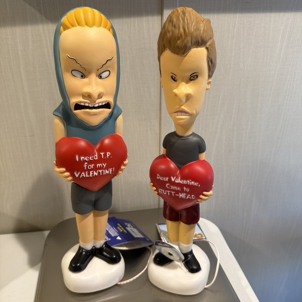 SET‎ OF Beavis and Butt-Head Valentines Day Lighted Blow Mold 2026 Gemmy 14" MTV